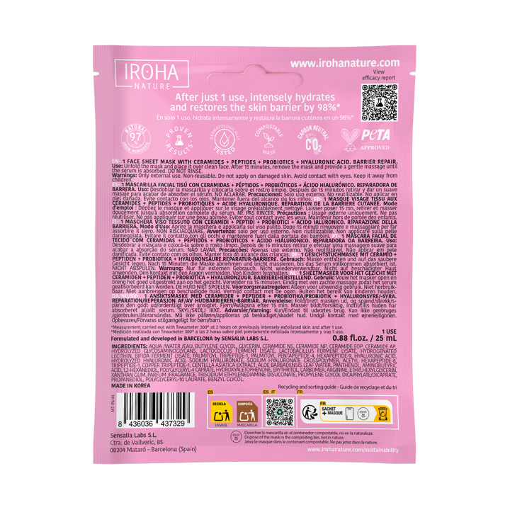 Mascarilla Facial Reparadora de la Barrera con Ceramidas