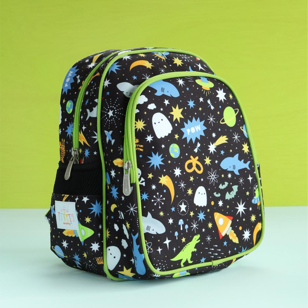 Mochila Grande Galaxy Lovely Niños A Little Lovely Company Negro Verde
