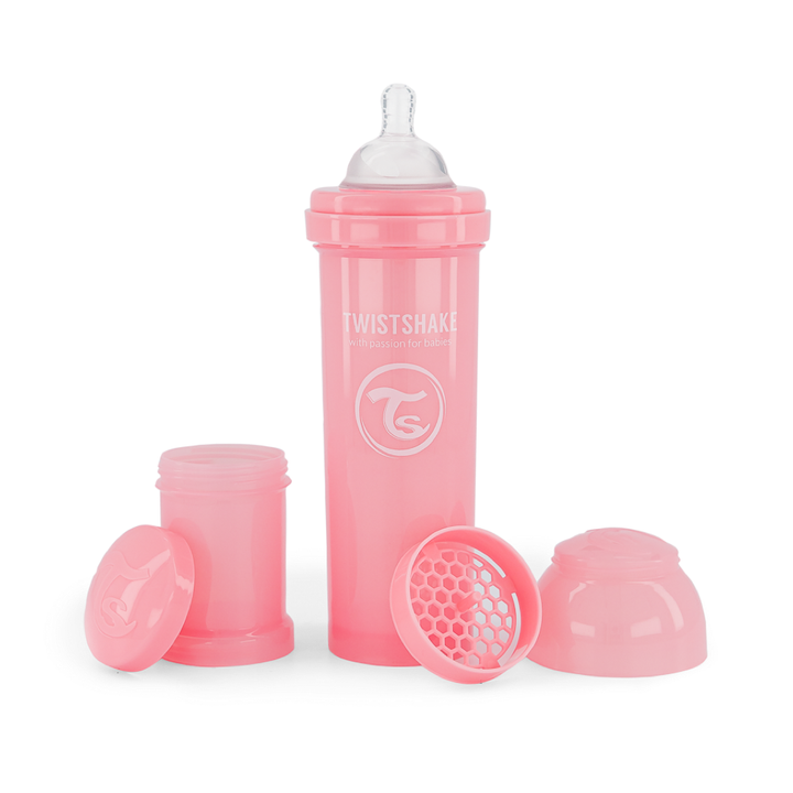 Biberón Anti-Colicos 330ml Rosa Claro Pastel Twistshake Tetina Libre BPA