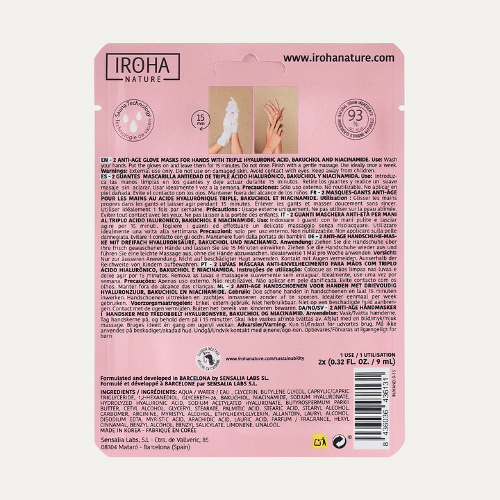 Guantes Mascarilla Antiedad con Triple Ácido Hialurónico