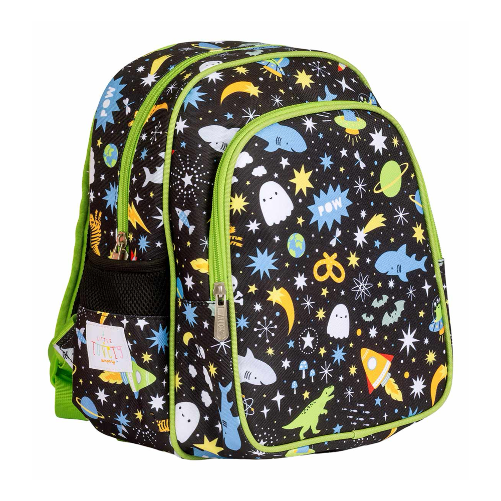 Mochila Grande Galaxy Lovely Niños A Little Lovely Company Negro Verde