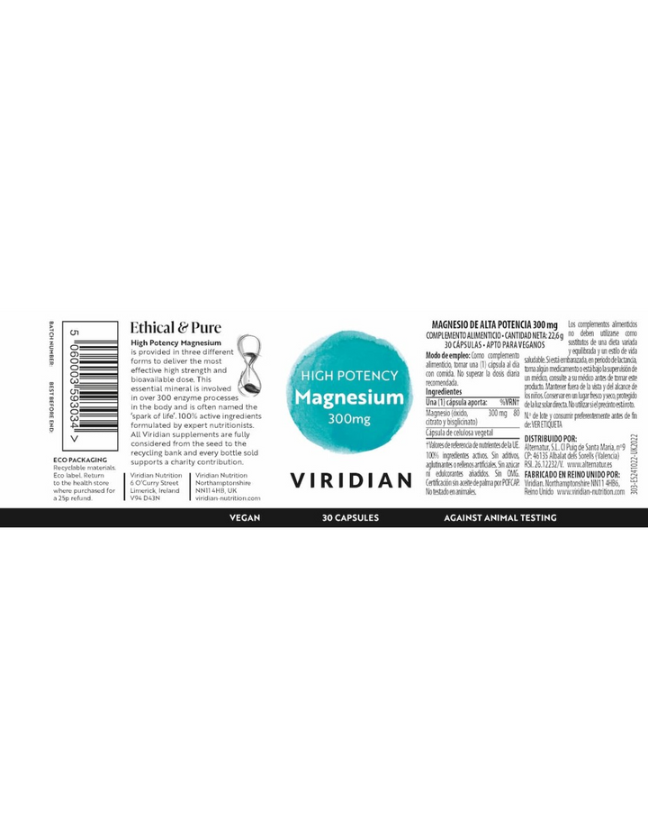 Magnesio de Alta Potencia 300 mg – 30 cápsulas