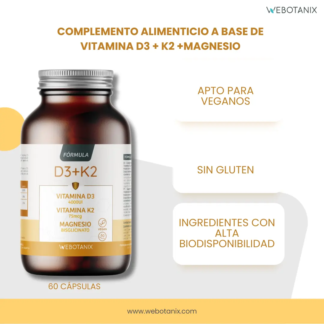 Vitamina D3 + K2 con Magnesio – Fórmula Completa