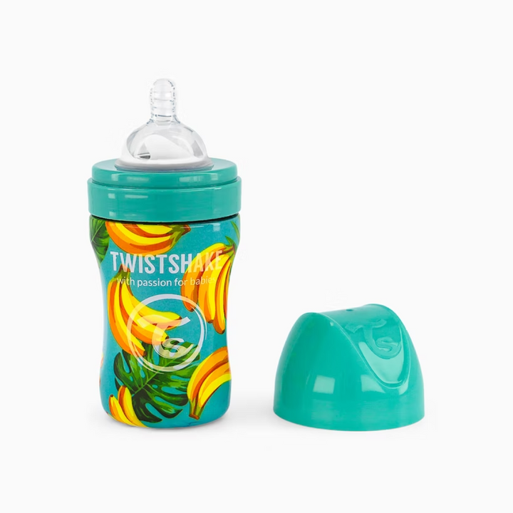 Biberón Acero Anticólico 260ml Estampado Banana Twistshake