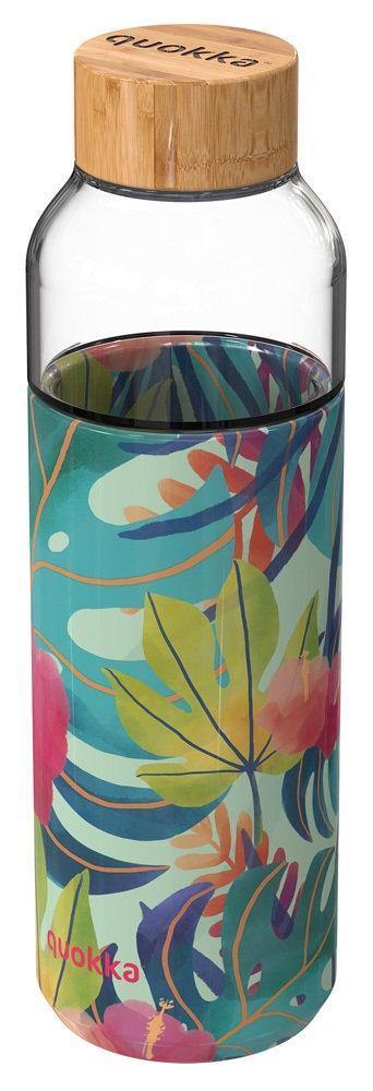QUOKKA BOTELLA CRISTAL REDONDA CON FUNDA TROPICAL 660 ML - Farmashopping